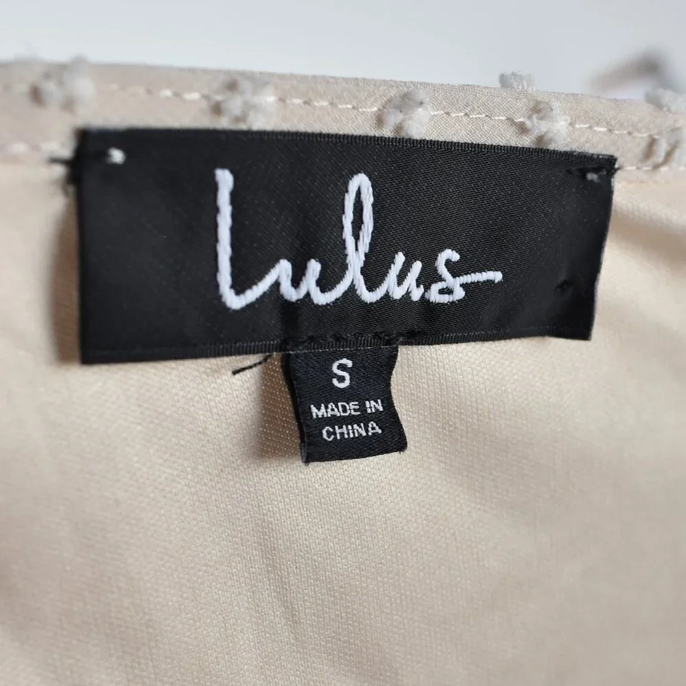 Lulu's Next to You Cream Swiss Dot Ruffled Midi Dress - S - Picture 10 of 10